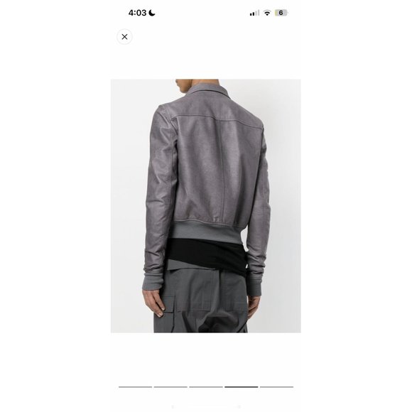 Rick Owens Oblong Collar Leather bomber jacket - Picture 3 of 9